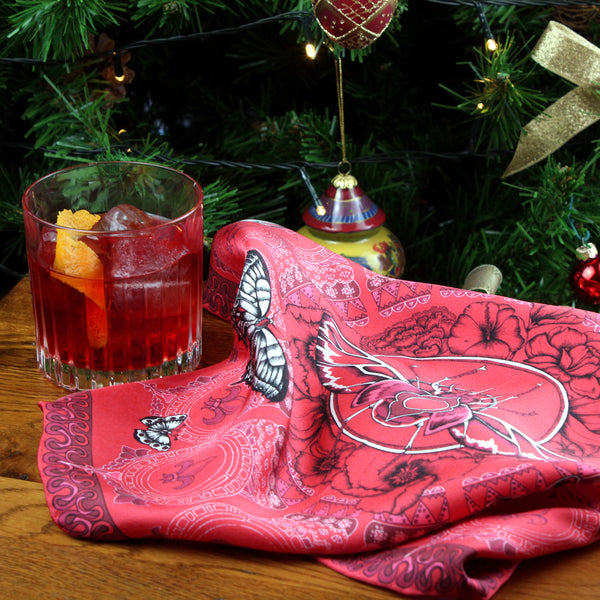 Negroni for the Red Queen Stag Beetle pocket square