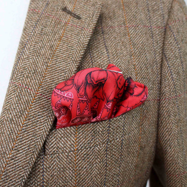 Queen Stag Beetle Red Pocket Square