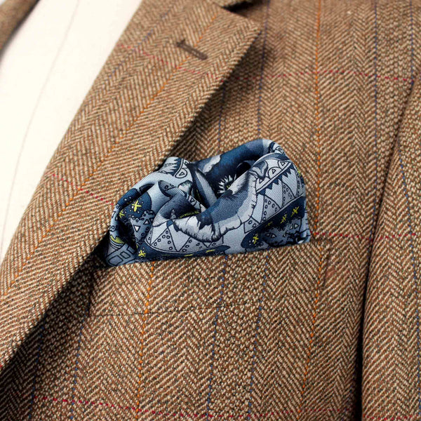 Queen Stag Beetle Blue Pocket Square