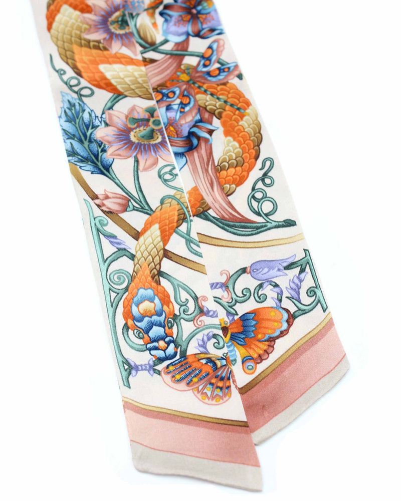 Tropical Iridescence Cream Skinny Twilly