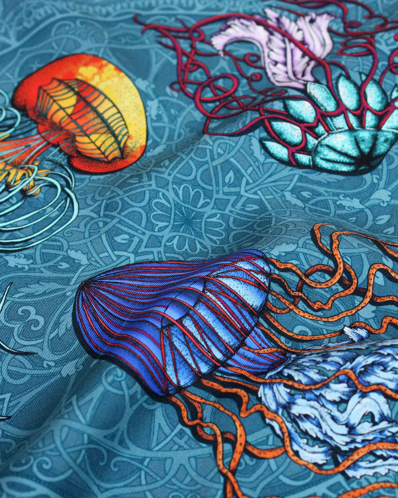 Dancing Jellyfish Turquoise Pocket Square