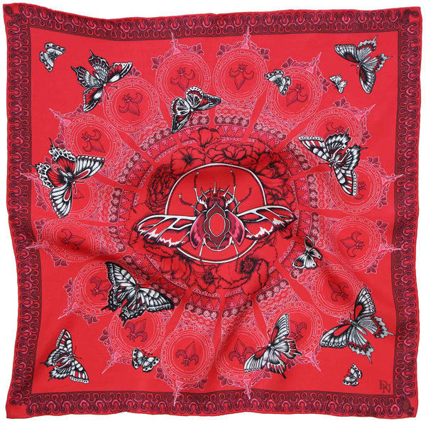 Queen Stag Beetle Red Pocket Square