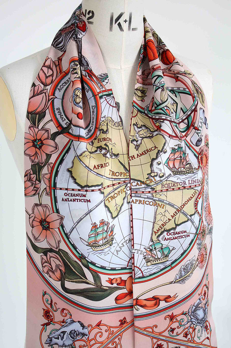 Pink Silk Globe Scarf 