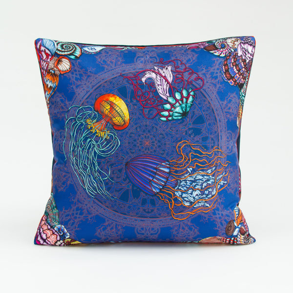 Dancing Jellyfish Blue Cushion
