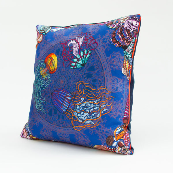 Dancing Jellyfish Blue Cushion