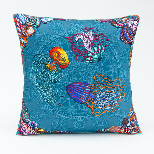 Dancing Jellyfish Turqiouse Cushion