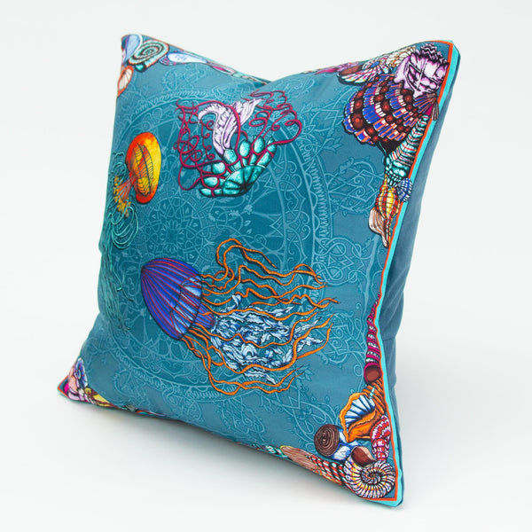 Dancing Jellyfish Turqiouse Cushion