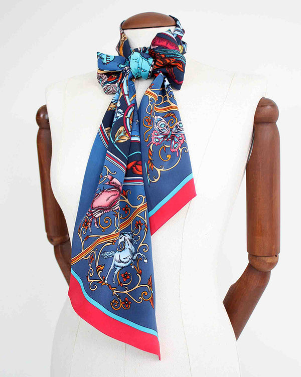 Blue Skinny Scarf Tied 