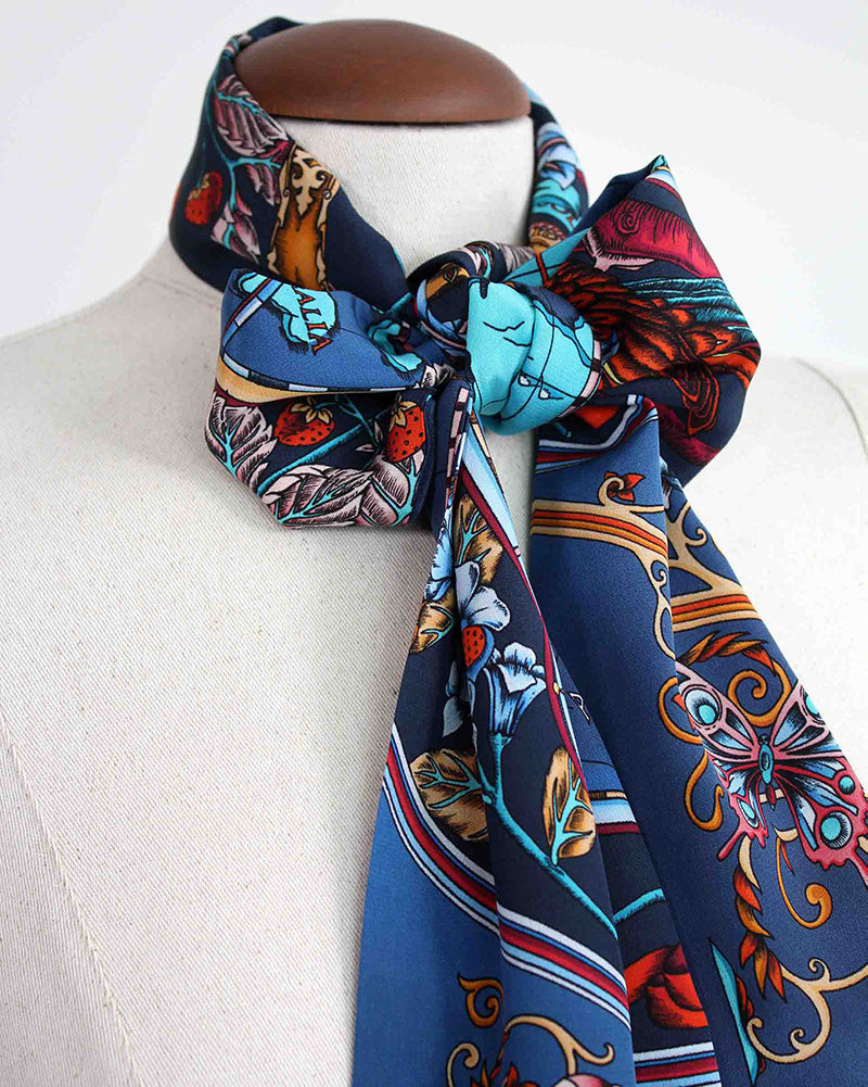 Skinny Silk Scarf Tied in a bow 